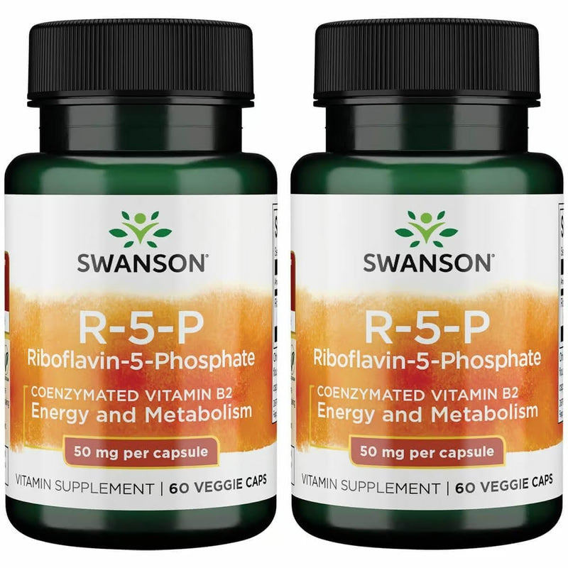 Swanson R-5-P (Riboflavin-5-Phosphate) - Vitamin B2 for Energy, Metabolism & Vision (60 Caps) 2-Pack