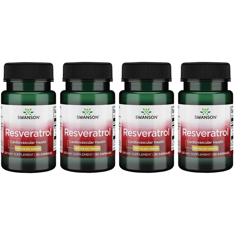 Swanson Resveratrol 100 - 100 mg per Capsule, 30 Capsules (4 Pack)
