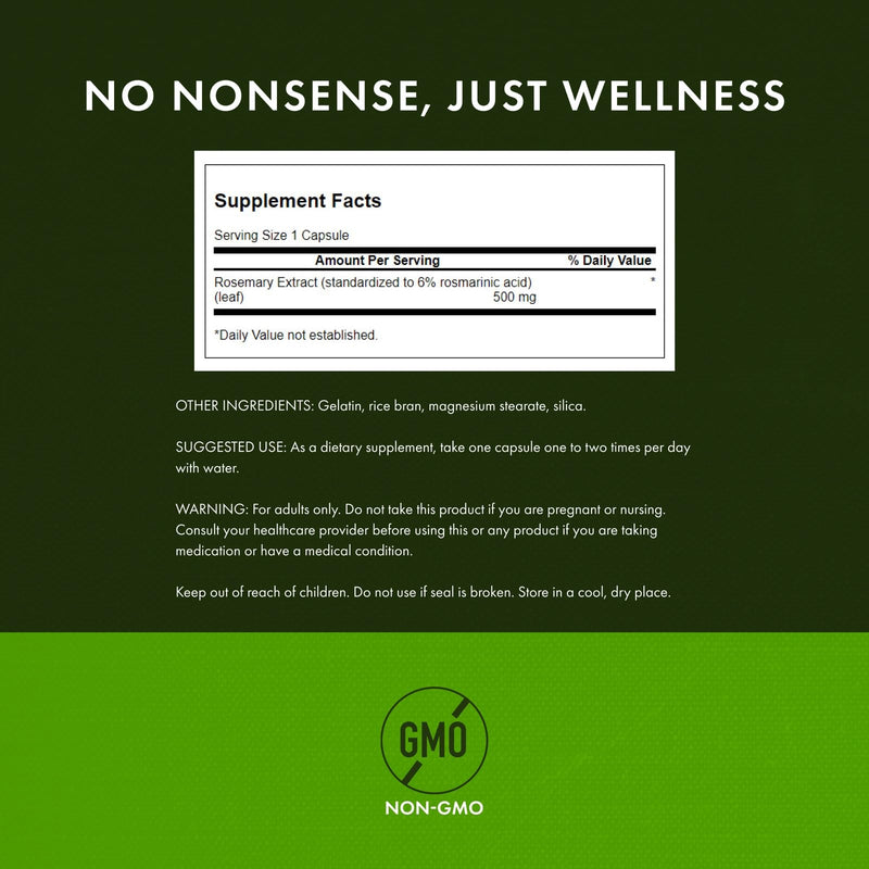 Swanson Rosemary Extract 500 mg - 60 Capsules | 6% Rosmarinic Acid