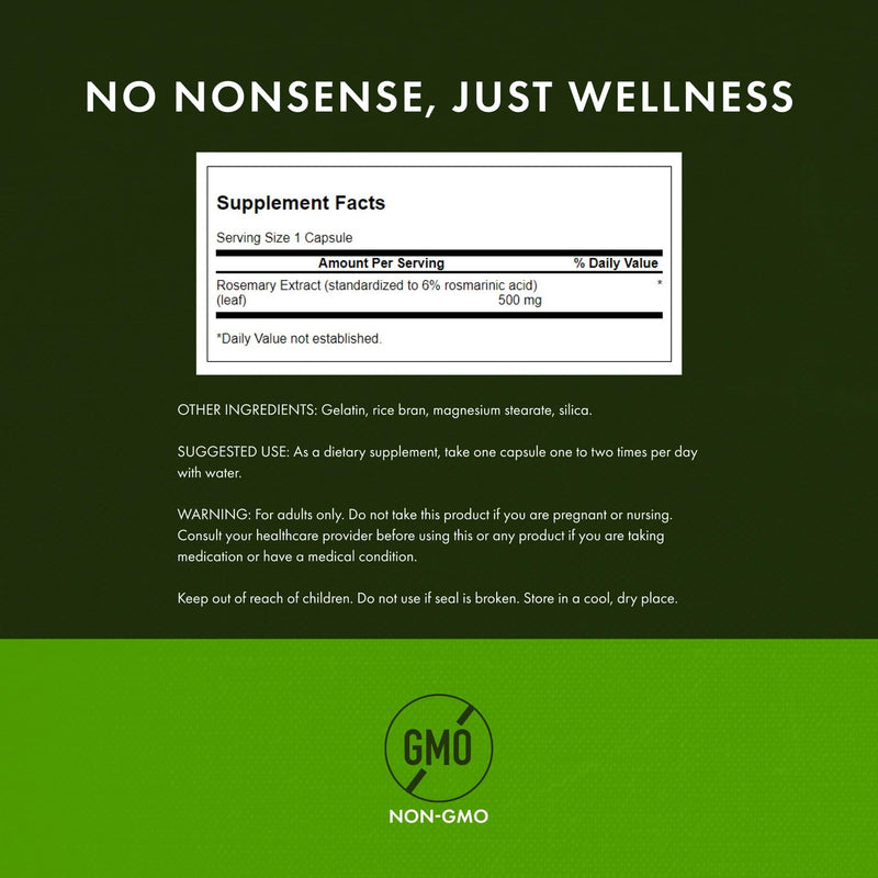 Swanson Rosemary Extract - Standardized 500 mg (60 Caps) - 2 Pack