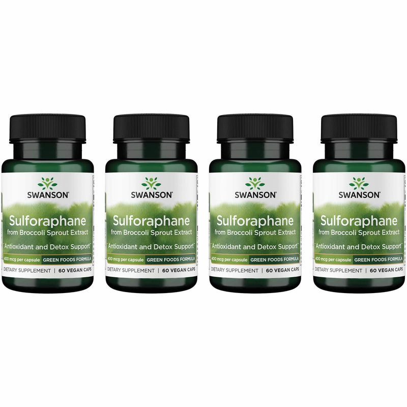 Swanson Sulforaphane - Broccoli Sprout Extract 0.4% Sulforaphane (400 mcg) | 60 Veggie Capsules - 4 Pack