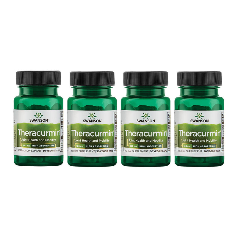 Swanson Theracurmin - Joint Health & Mobility Support, High Absorption Turmeric 100mg - 30 Capsules (4 Pack)
