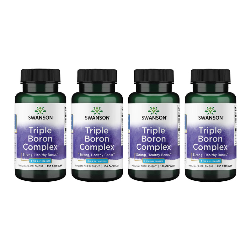 Swanson Triple Boron Complex - Natural Bone Health & Joint Support (250 Capsules) - 4 Pack