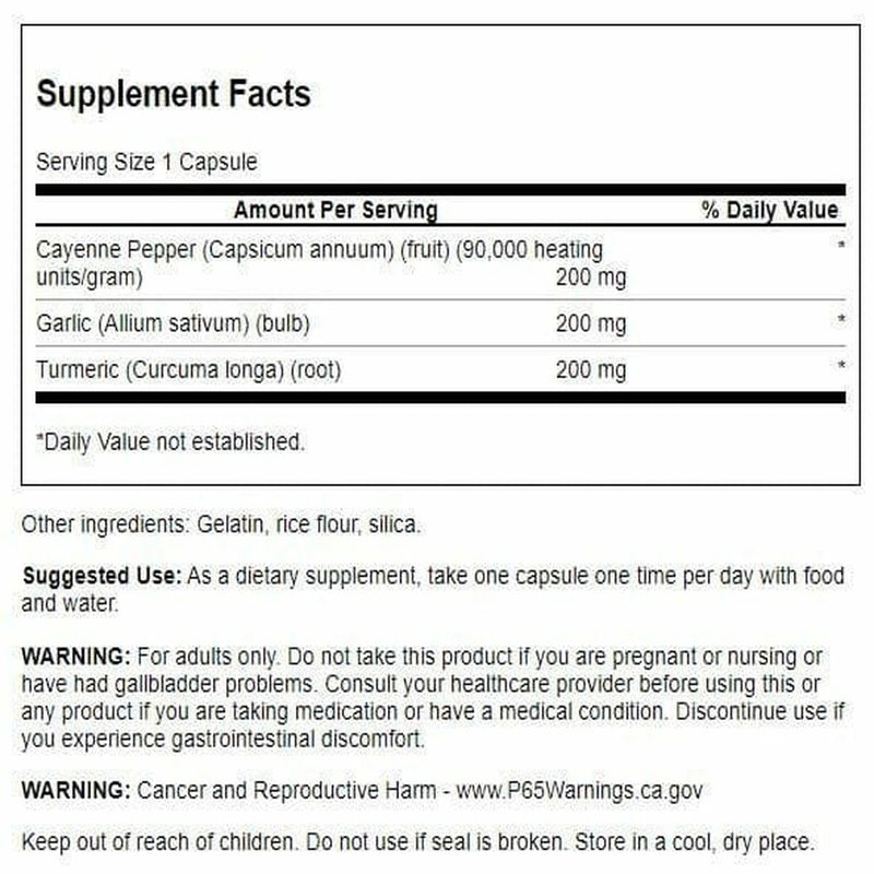 Swanson Full Spectrum Turmeric Garlic & Cayenne 60 Capsules | Cardiovascular Support