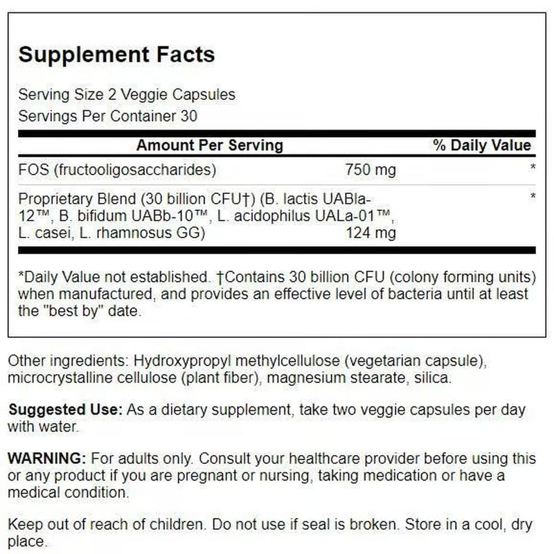 Swanson Ultra Probiotic for Seniors – 30 Billion CFU, 60 Veg Capsules