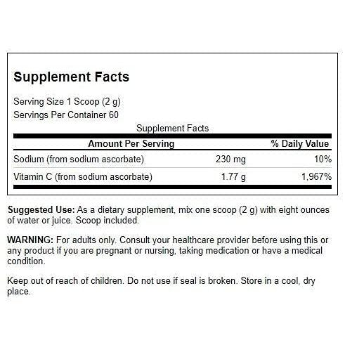 Swanson VIT C from Sodium ASCORBATE 4.23OZ | Vitamin C Supplement