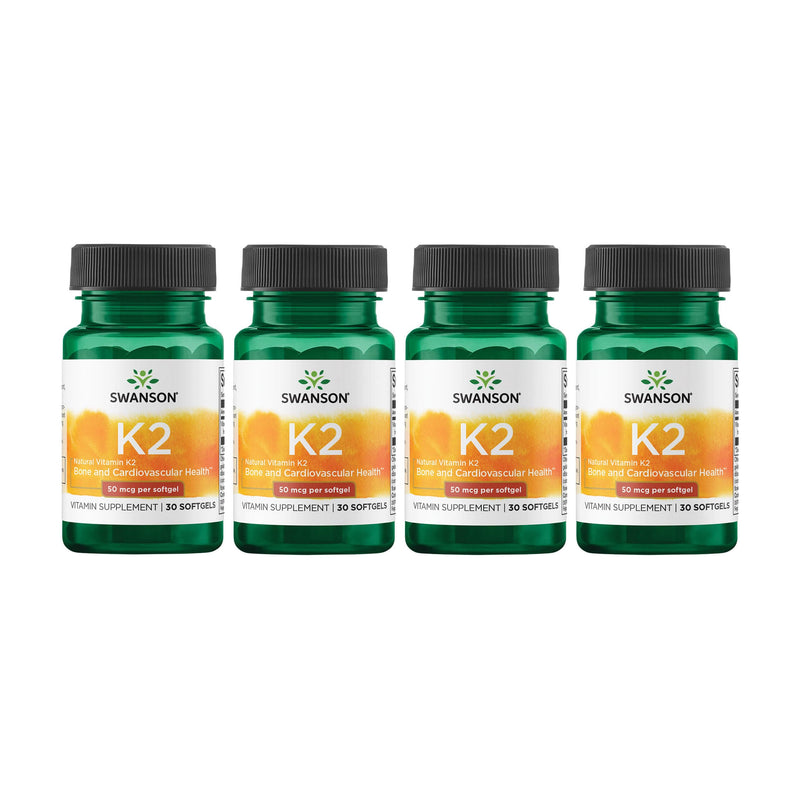 Swanson Natural Vitamin K2 (Menaquinone-7 from Natto) 50 mcg – 4 Pack, 120 Softgels