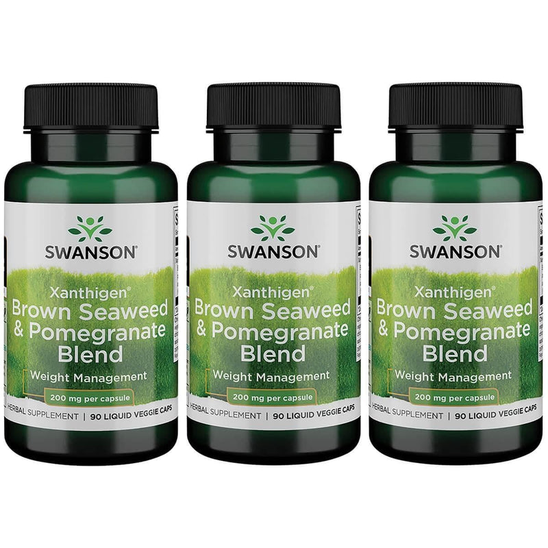 Swanson Xanthigen Brown Seaweed & Pomegranate Blend – 200 mg, 90 Veggie Caps (3 Pack)