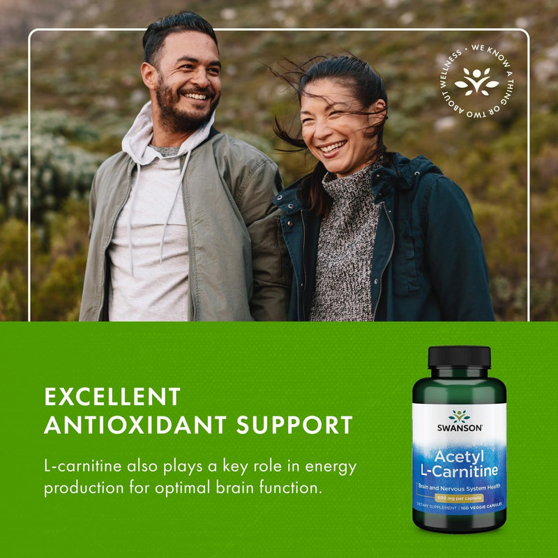 Swanson Acetyl-L-Carnitine – Cognitive Support & Muscle Health (2-Pack, 100 Veggie Caps)