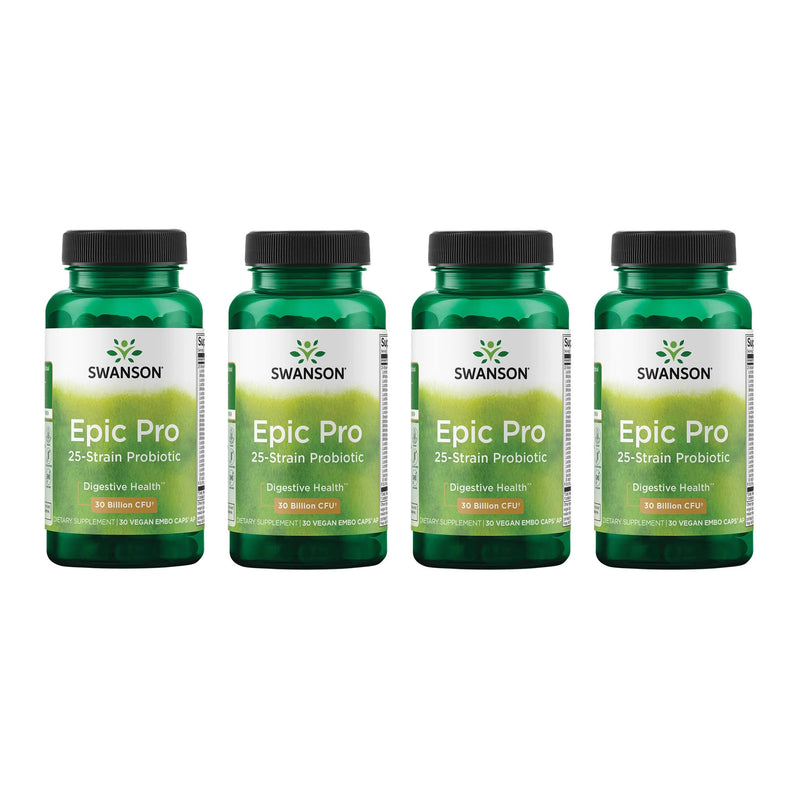 Swanson Epic-Pro 25-Strain Probiotic – 30B CFU, DRcaps, 4-Pack