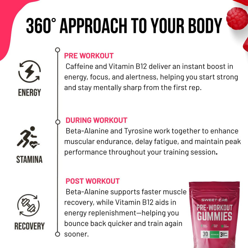 Sweet-Cre Preworkout Gummies – Watermelon, 90-Count | Energy & Endurance