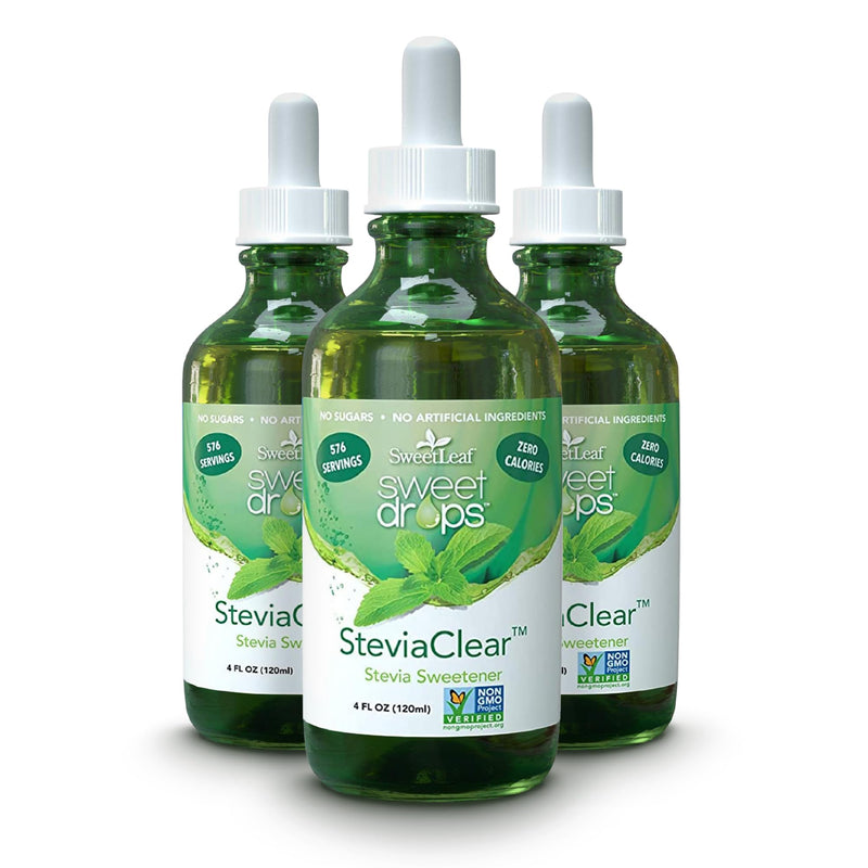SweetLeaf SteviaClear Sweet Drops – Zero-Calorie Liquid Stevia, No Bitter Aftertaste, Pack of 3 (4 oz each)