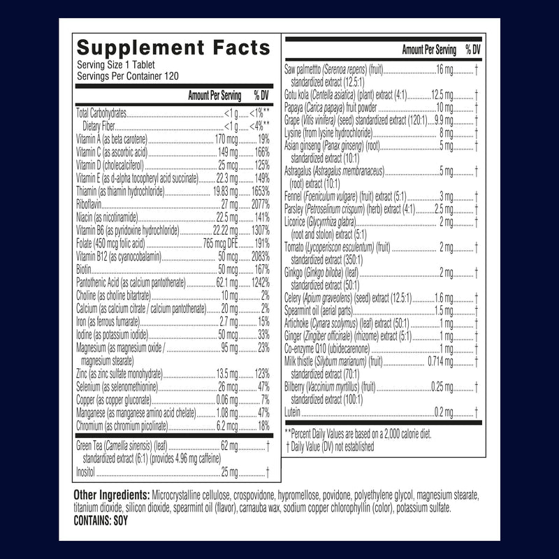 Swisse Ultivite Men's Daily Multivitamins | 50 Vitamins, Adaptogens & Immune Support | 120 Tablets