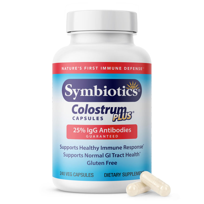 Symbiotics Colostrum 240ct Capsules – Immune Support, 25% IgG, Lactoferrin, Gluten Free