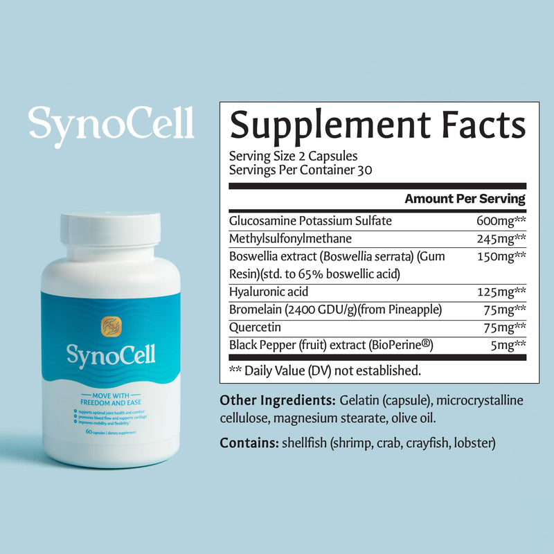 Synocell Glucosamine Chondroitin Complex – Joint Support with Boswellia, MSM & Quercetin