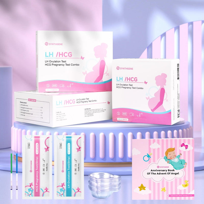 SYNTHGENE Ovulation & Pregnancy Test Kit – LH 25 & HCG 10, 25 Ovulation & 10 Pregnancy Tests, 35 Urine Cups