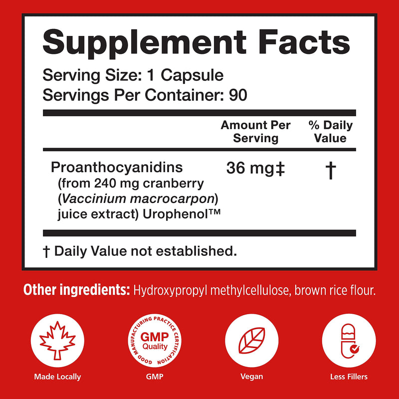 Szio+ Utiva Cranberry PACs – 36 mg PACs for UTI Support | 90 Veggie Capsules