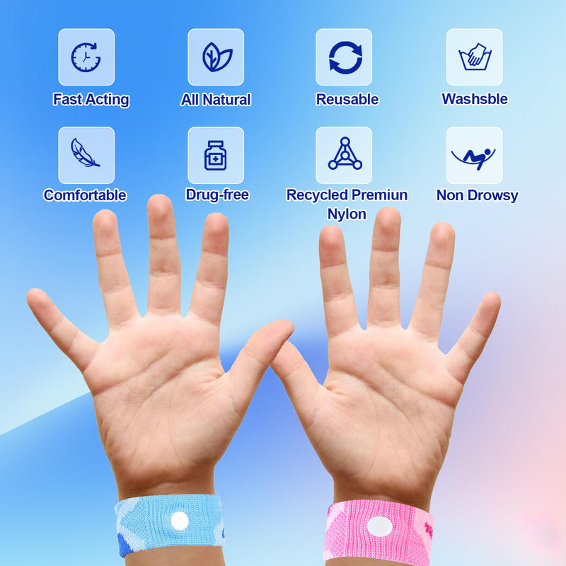 SZSTYYP Motion Sickness Bands for Kids — 2 Pairs, Camouflage Purple