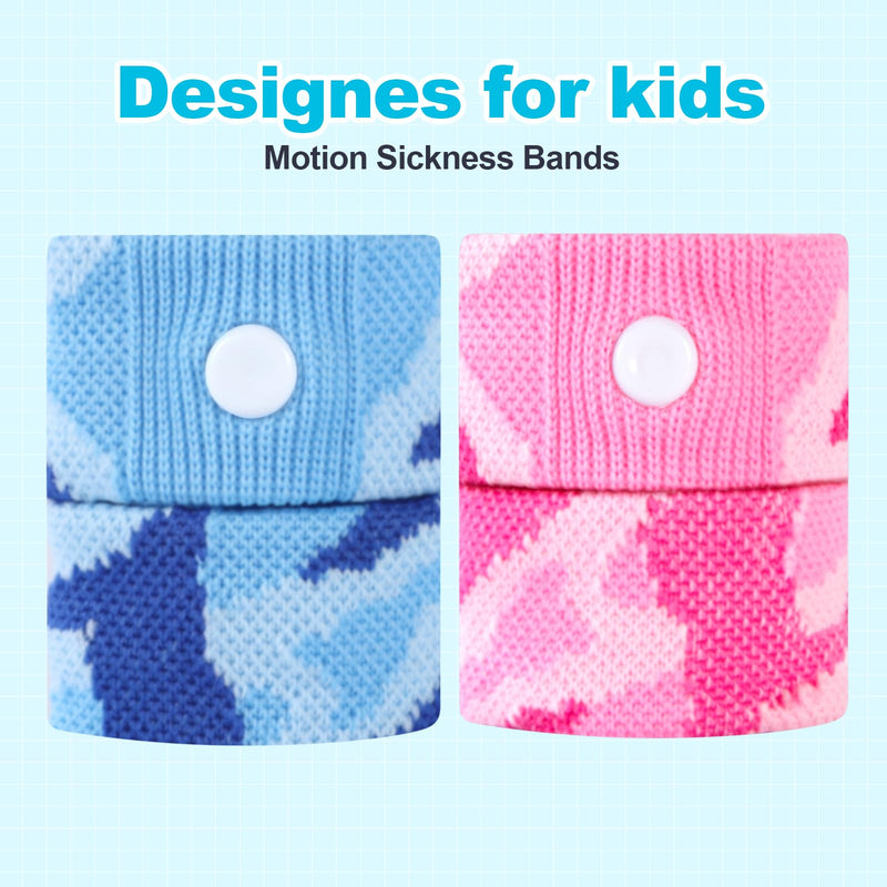 SZSTYYP Motion Sickness Bands for Kids — 2 Pairs, Camouflage Purple