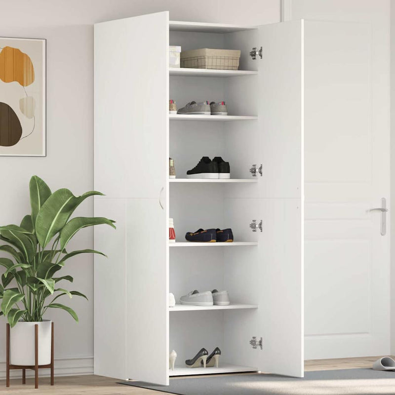 Shoe Cabinet White 80x35.5x180 cm Engineered Wood