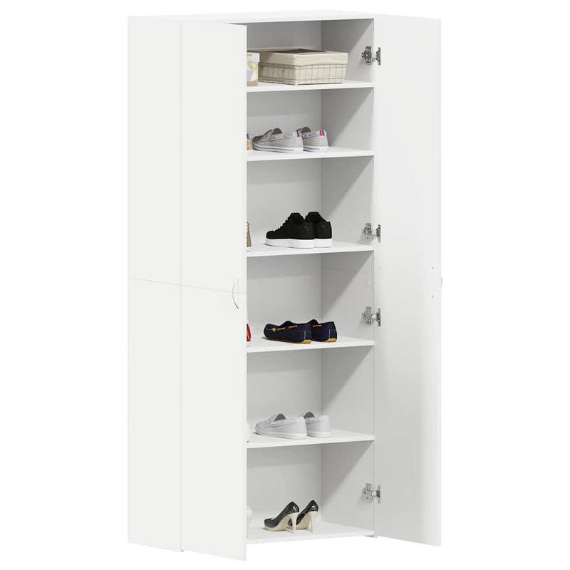 Shoe Cabinet White 80x35.5x180 cm Engineered Wood