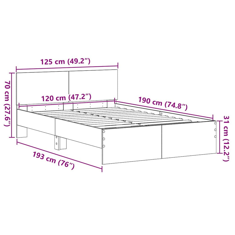 Bed Frame with Headboard Artisan Oak 120 x 190 cm