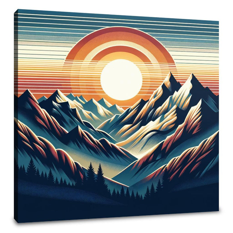 Sunset Majesty: Mountain Panoram Canvas