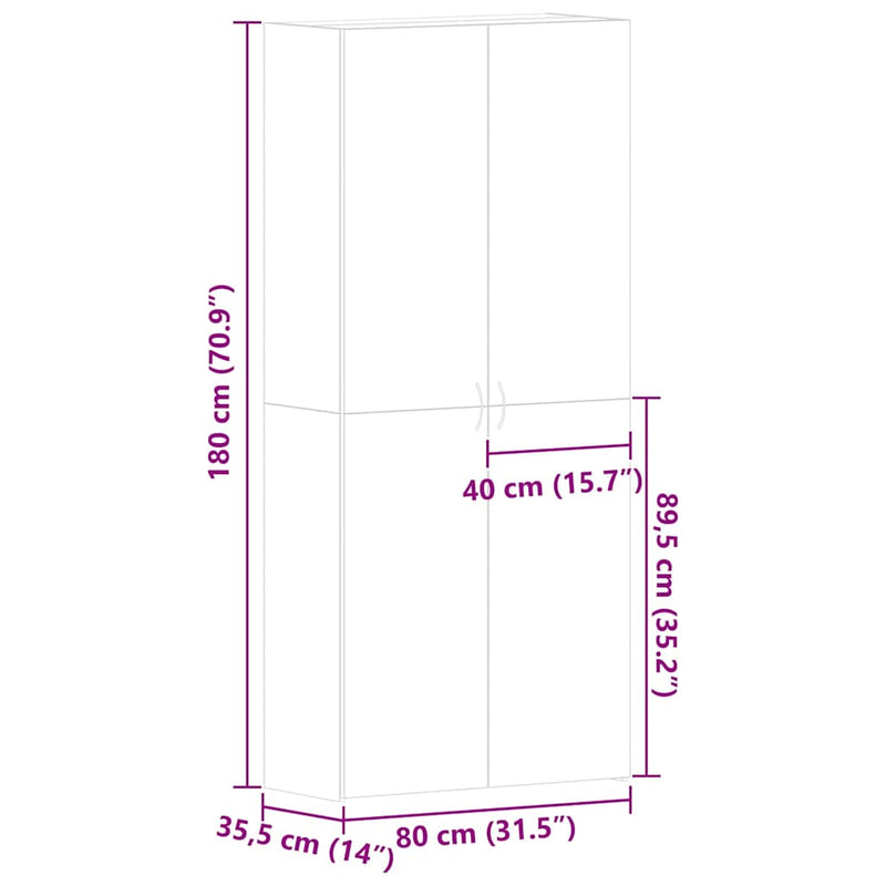 Shoe Cabinet White 80x35.5x180 cm Engineered Wood