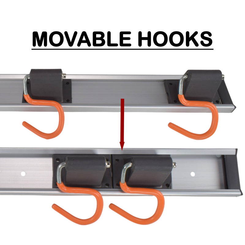 Wall Mount Tool Rack Rail with 3 x S Hanging Hooks