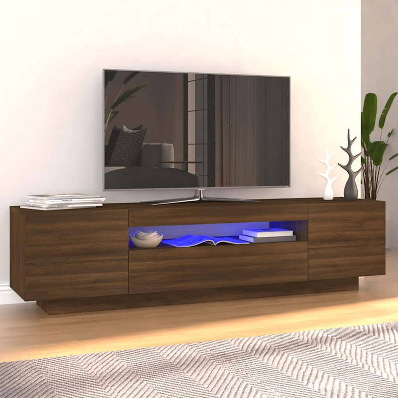 Modern Wooden 63 Inch TV Tele Stand Unit Cabinet With LED Lights & Storage
