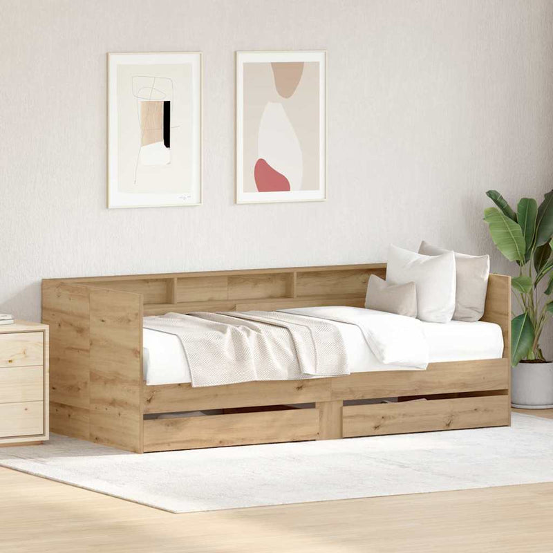 Daybed with Drawers Artisan Oak Engineered Wood 90 x 200 cm