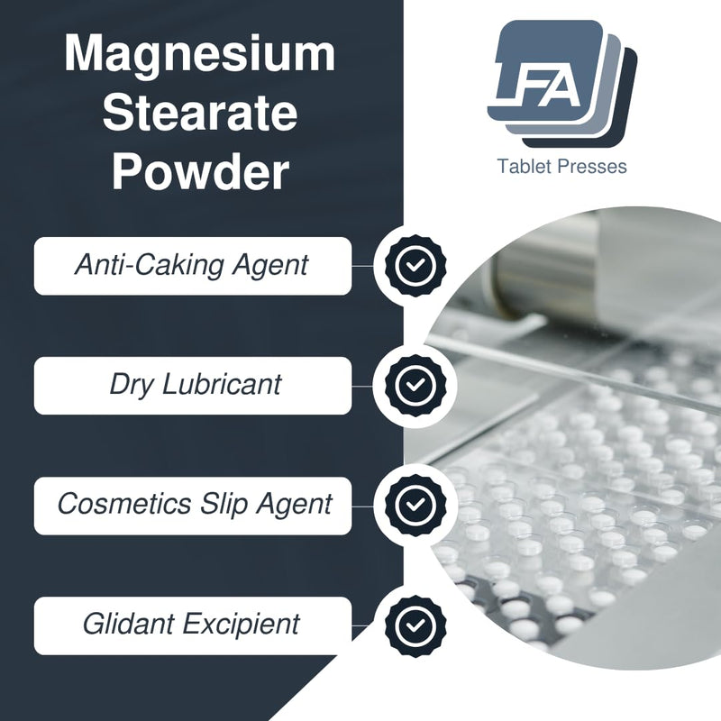 Magnesium Stearate Powder – Dry Lubricant for Tablets | 1kg | Halal Kosher Vegan