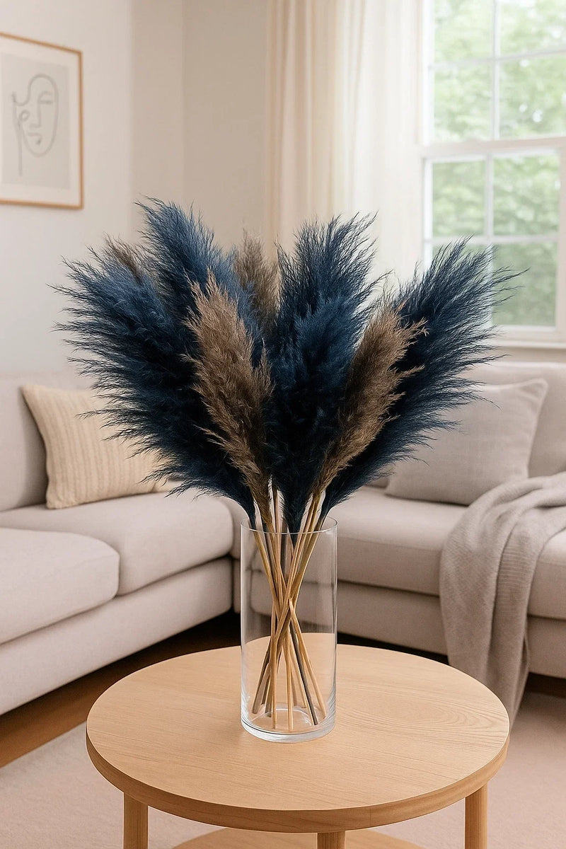 9pc Artificial Pampas Grass 75cm Tall Boho Decoration Set