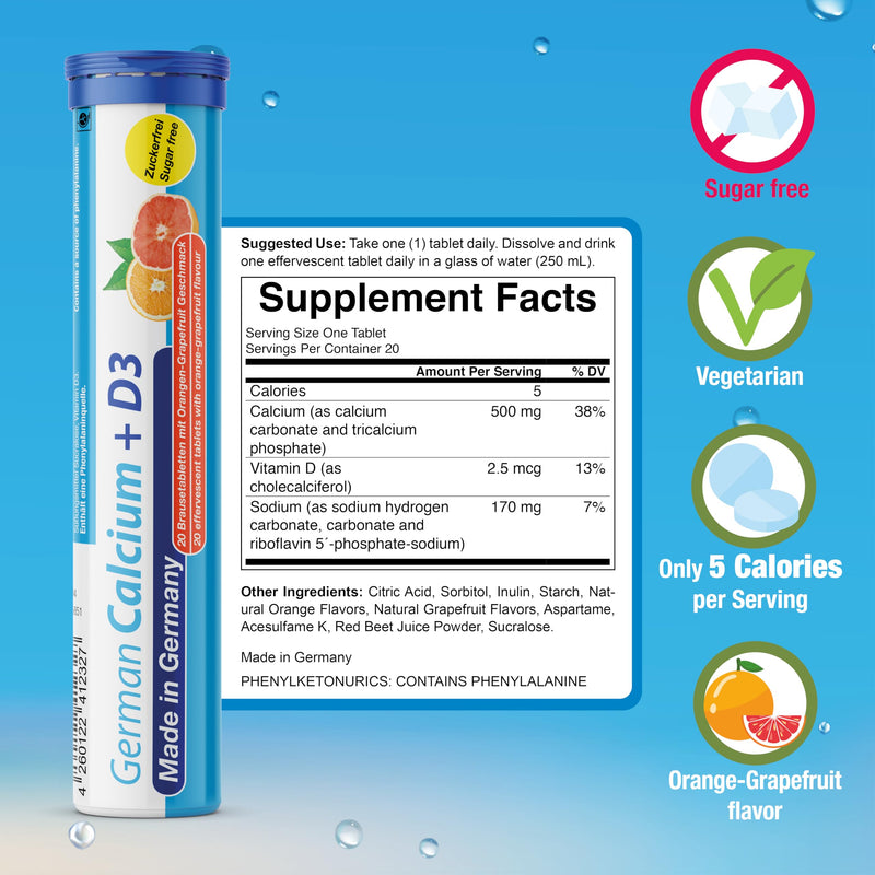 T&D German Vitamin & Minerals – 140 Vegan Drink Effervescent Tablets, Mixed Fruit Box, Made in Germany
