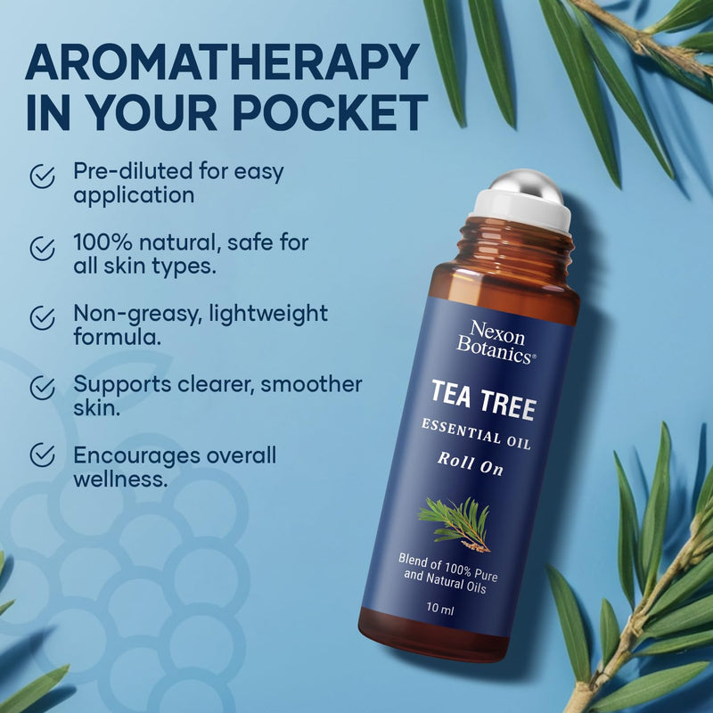 Tea Tree Oil Roll-On 10 ml – 100% Pure, Pre-Diluted Essential Oil | Nexon Botanics