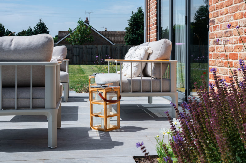 Taunton Aluminium Lounge Set with Teak Armrests & Coffee Table
