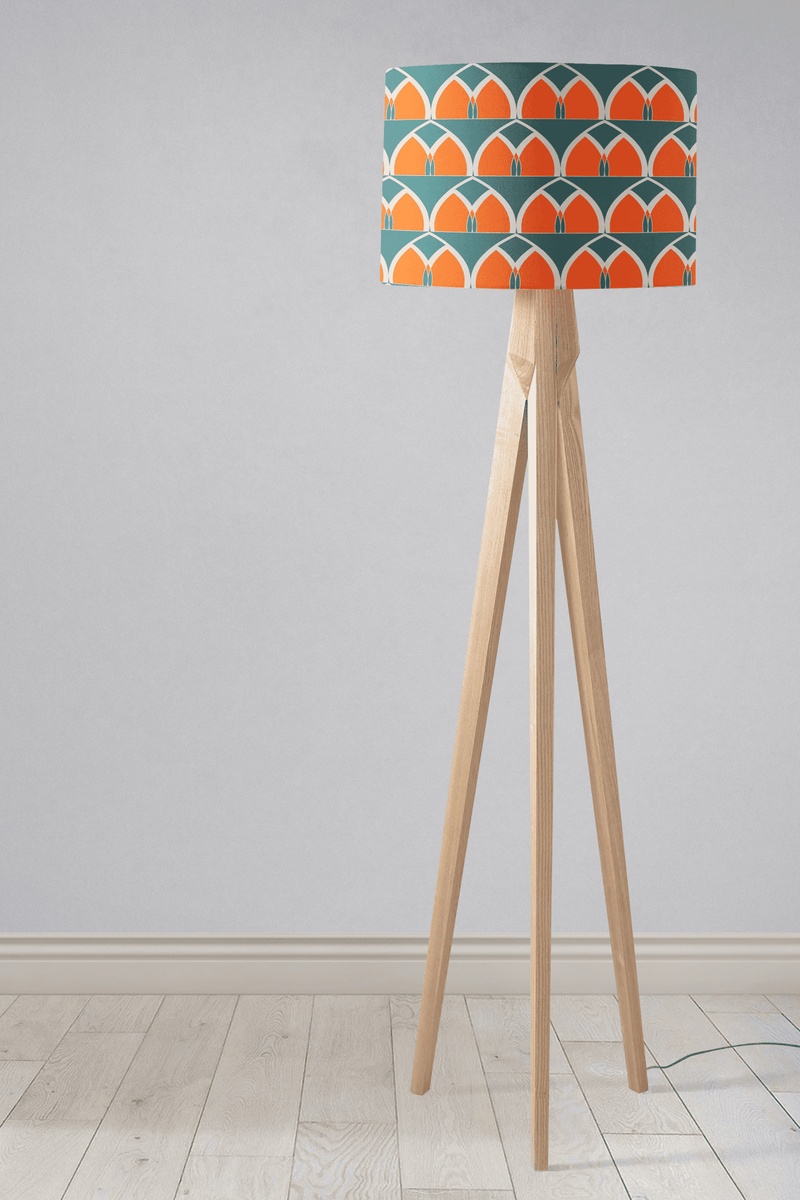 Teal and Orange Geometric Arches Design Lampshade, Ceiling or Table Lamp Shade