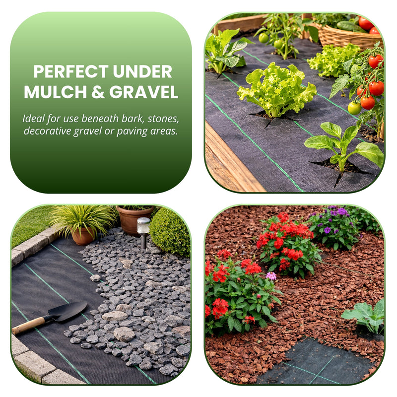1m x 10m Heavy Duty Weed Control Fabric Membrane 100gsm