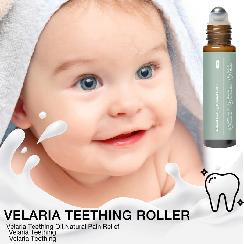 Teething Roller for Babies - All Natural Chamomile & Rose Oil (3 PCS)