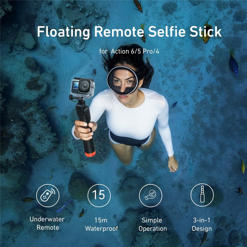 TELESIN 3-in-1 Floating Remote Selfie Stick for DJI Osmo Action 6/5 Pro/4