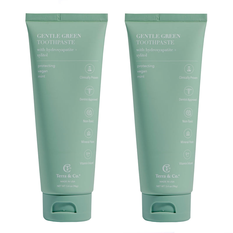 Terra & Co. Gentle Green Micro-Hydroxyapatite Toothpaste for Sensitive Teeth – USA-Made, Fluoride-Free, Vitamin B12, Mint, 3.4 oz