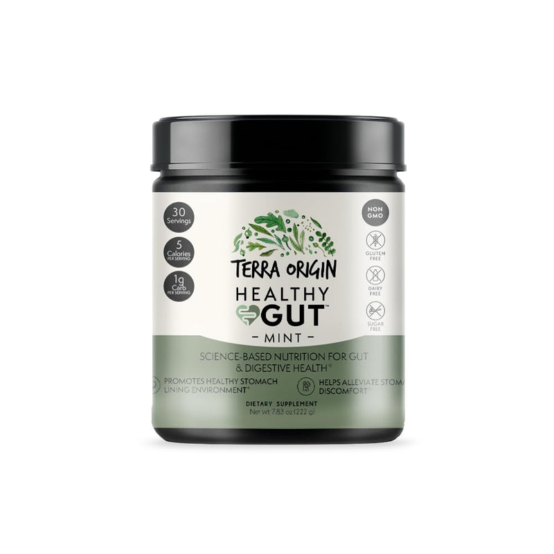 Terra Origin Healthy Gut Mint Flavor | 30-Servings with L-Glutamine, Zinc, Glucosamine & More