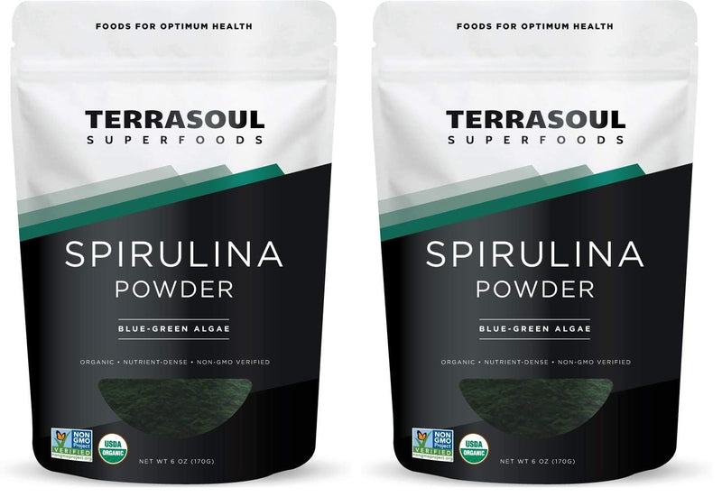 Terrasoul Organic Spirulina Powder – 6 oz (Pack of 2) | Vegan Protein & Green Superfood