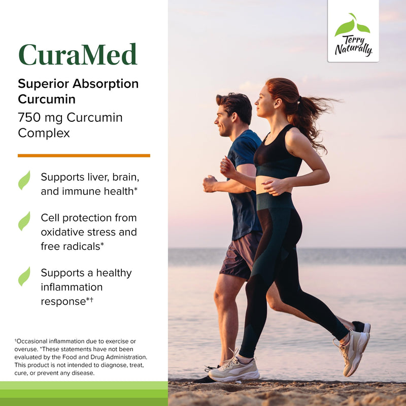 Terry Naturally CuraMed 750mg – High-Potency Curcumin Antioxidant Supplement for Brain & Heart Health (60 Softgels)