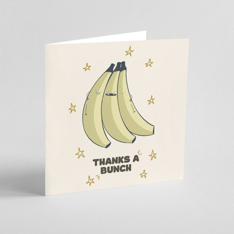 Thanks A Bunch Card - Cute Banana Thank You Greeting On Premium Square Cardstock