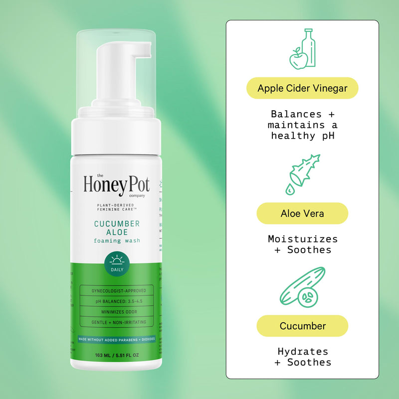 The Honey Pot Company Feminine Wash — Cucumber Aloe, pH Balanced, Plant-Based Hygiene (5.51 fl oz)