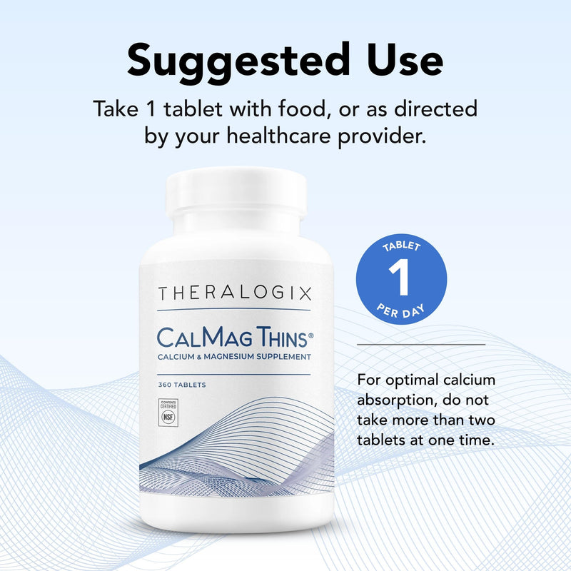 Theralogix CalMag Thins Calcium & Magnesium - 360 Tablets | NSF Certified