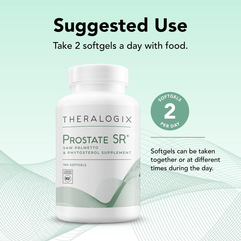 Theralogix Prostate SR Saw Palmetto & Beta-Sitosterol – Urinary Health Support | 180 Softgels (90-Day Supply) | NSF Certified