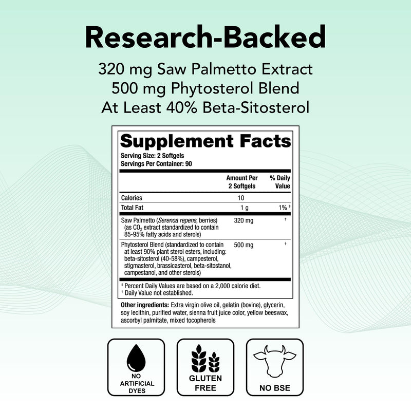 Theralogix Prostate SR Saw Palmetto & Beta-Sitosterol – Urinary Health Support | 180 Softgels (90-Day Supply) | NSF Certified