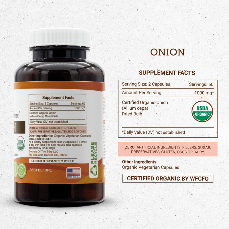 Secrets of the Tribe Onion USDA Organic - 120 Vegetarian Capsules